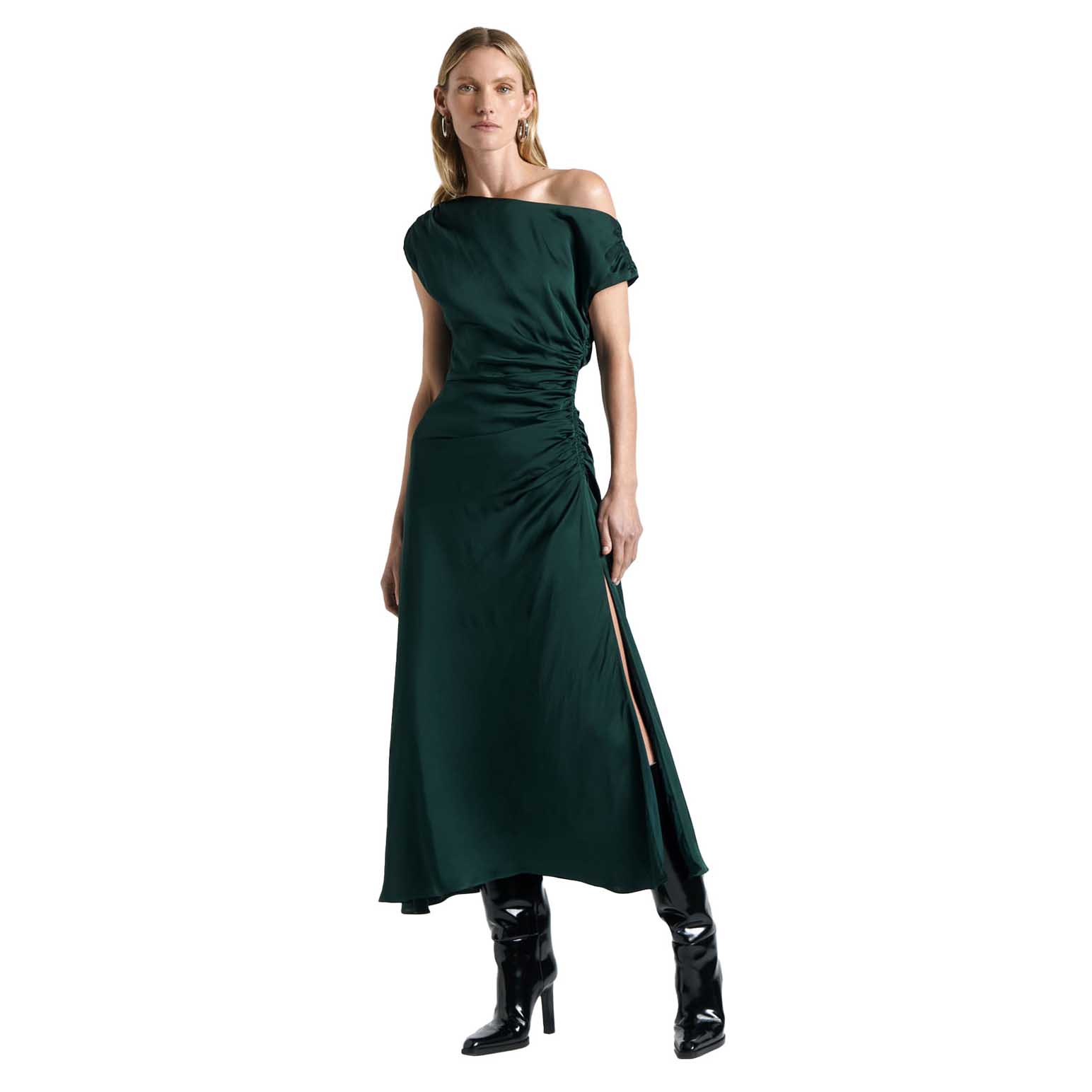 Cue Satin Draped Midi Dress